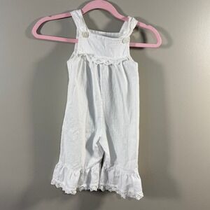 La Jenns White Cotton Eyelet Lace Ruffle Romper Jumper 24 Months Vintage Style